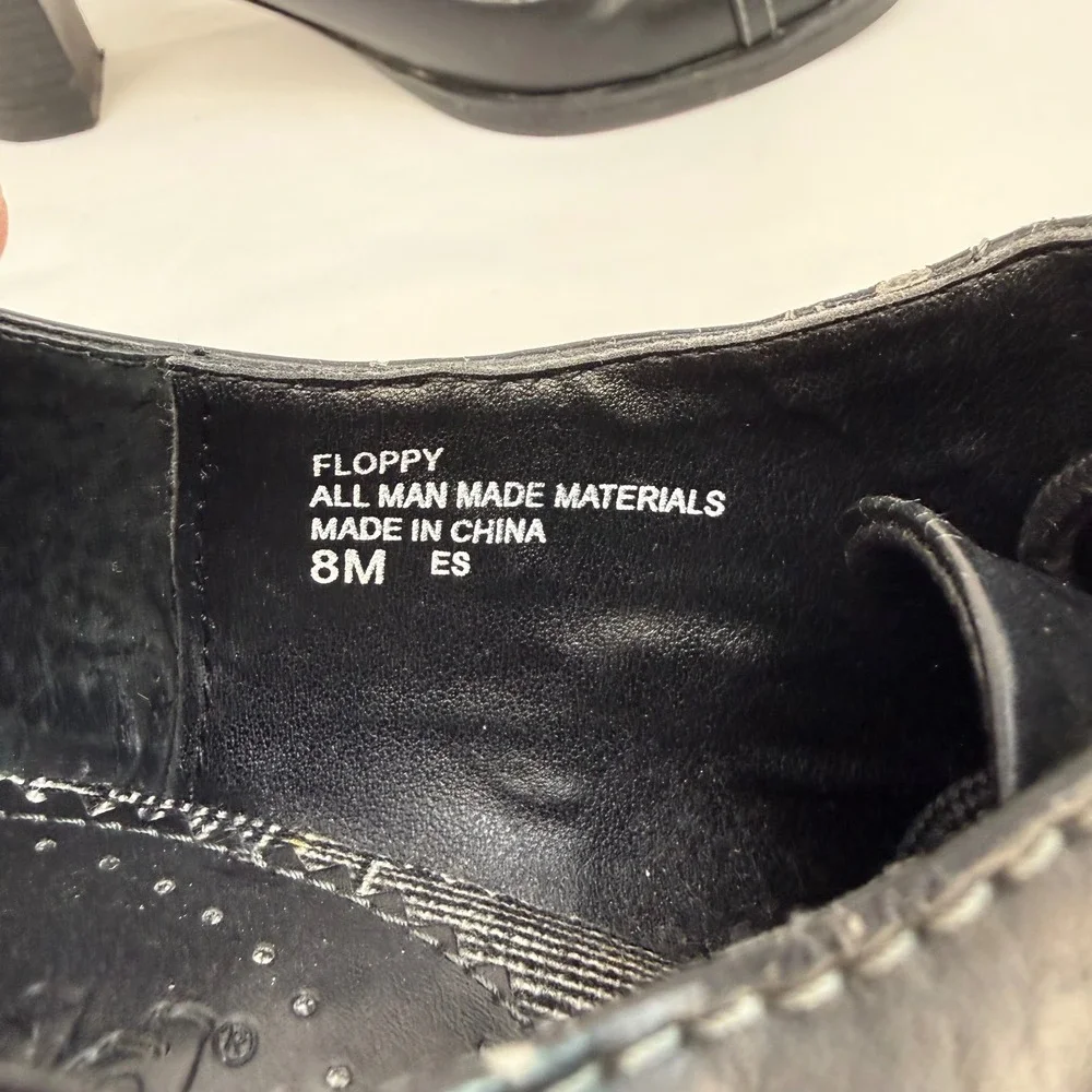 Mudd Floppy Black Lace Up Oxford Heels Vintage Y2K Cap Toe Shoes Size 8M